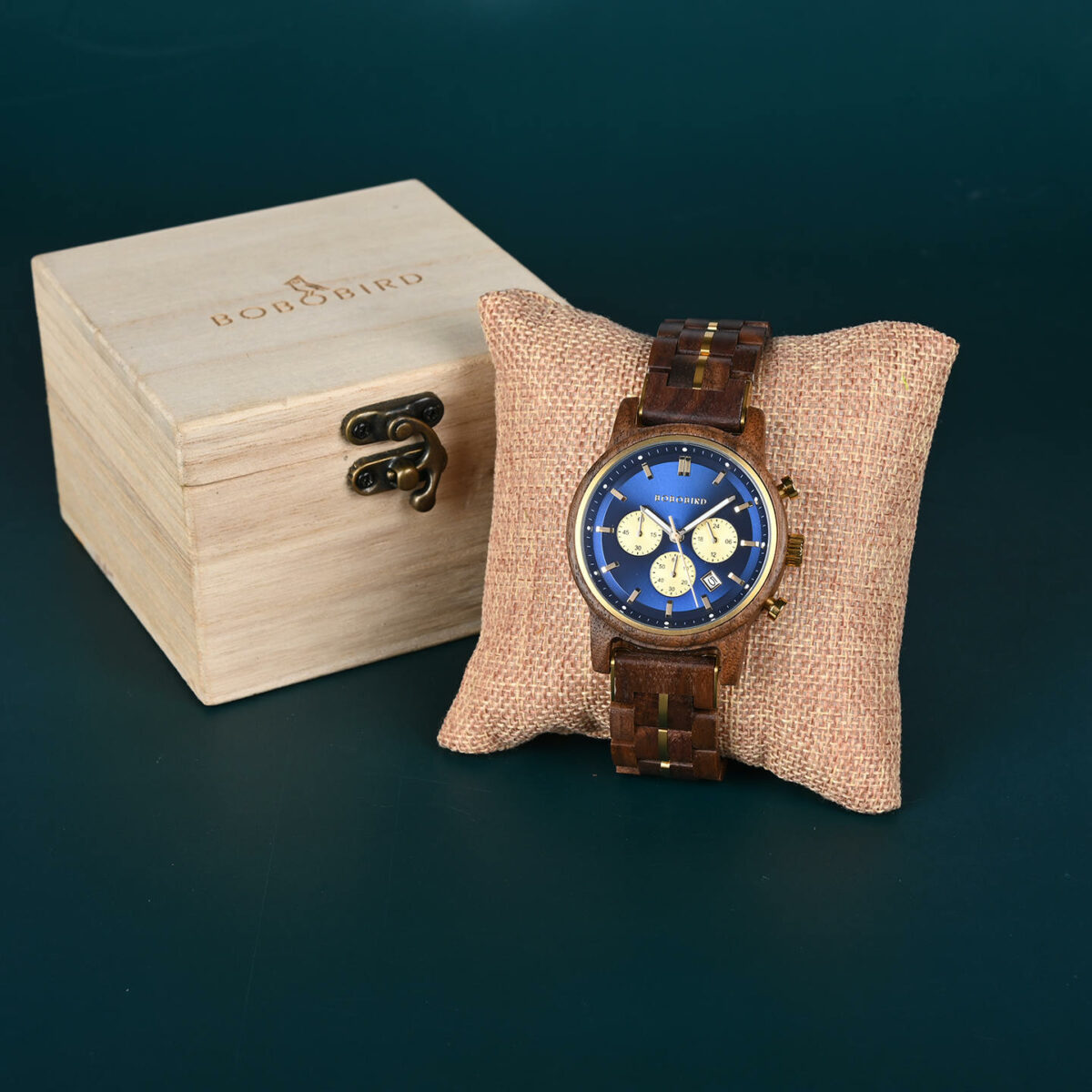 Die klassische Kollektion – Handgefertigt aus Walnussholz, Blau, 44 mm, limitierte Edition – Superheld