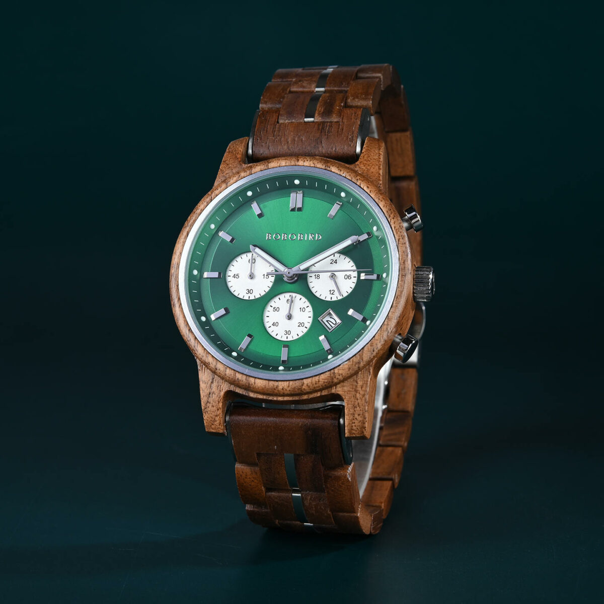 Die klassische Kollektion – Handgefertigt aus Walnussholz, Grün, 44 mm, limitierte Edition – Superheld