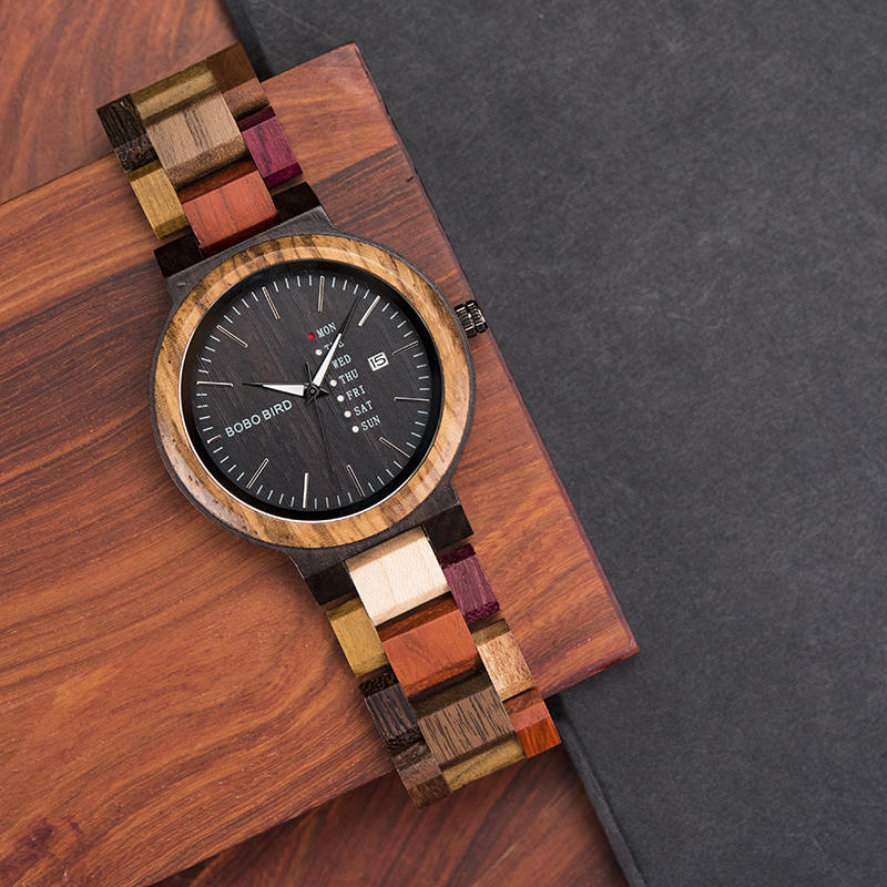 BOBO BIRD Wooden Watches Colored wood – Rainbow P14-1