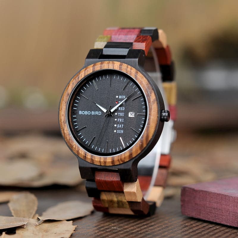 BOBO BIRD Wooden Watches Colored wood – Rainbow P14-1